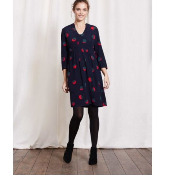 Boden Mollie Dress Navy Eclipsed Spot Size 6 - Picture 2 of 6